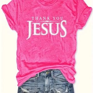 Pink Graphic T-Shirt FAITH TEES JESUS IS KING 👑 ✝️💜🙏